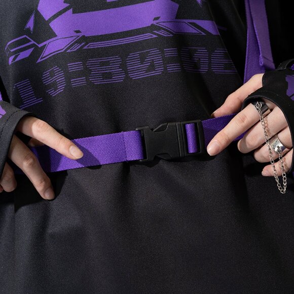 ACDC RAG - Error Code Cyberpunk Tech Oversized Black Purple Tee - Picture 5 of 9